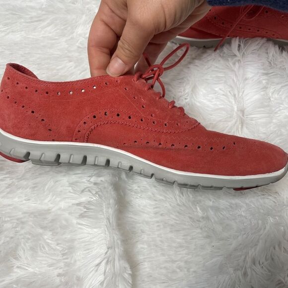 Cole Haan Zerogrand wingtip Oxford women's suede 8.5 B red orange - Picture 10 of 12